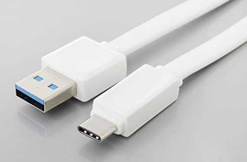 Плосък кабел USB-C за бързо хранене, съвместим с Samsung Galaxy S23, с гигабайтной скорост на USB 3.0 съвместим с бързо зареждане! (Бял 3,3 ft 1 m)