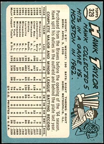 1965 Topps 329 Боб Хоук на Тейлър, Ню Йорк Метс (Бейзболна картичка) EX/MT Метс