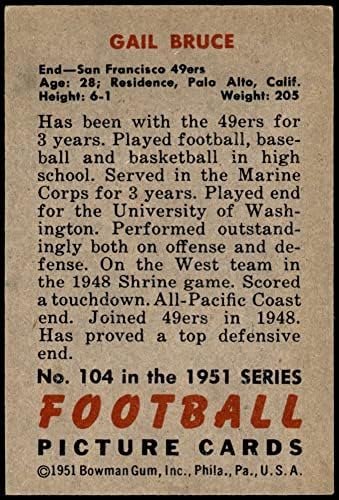1951 Боуман 104 Гейл Брус Сан Франциско 49ерс (Футболна карта) БИВШАТА 49ерс Вашингтон