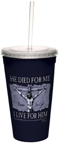 Здравейте, без дървета, той умря за мен: Римляни 5: 8 Хитър пътник, Хладен чашка с двойни стени и многократно соломинкой, 16 унции