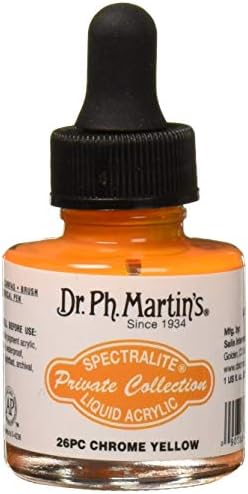 Бутилка за течности акрилни бои Dr. Ph. Martin ' s Spectralite Private Collection (26 бр.) Arcylic, 1,0 грама, Жълт Хром