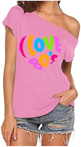 NOKMOPO/ Дамски Тениски С Къс ръкав, Лятна Ежедневни Модни Однотонная Секси Свободна Тениска с наклонен деколте и открити рамене