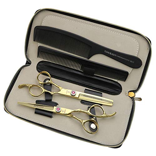 Набор от фризьорски ножици със златен прах FOMALHAUT, набор от фризьорски инструменти от стомана 440C, фризьорски ножици, 6 инча, фризьорски ножици (комплект)